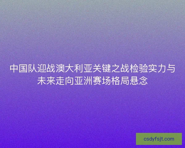 中国队迎战澳大利亚关键之战检验实力与未来走向亚洲赛场格局悬念